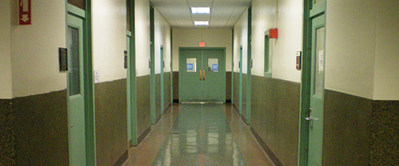 The halls of the Psychiatric Ward at Bellevue Medical Center, open to the committed or credentialed.