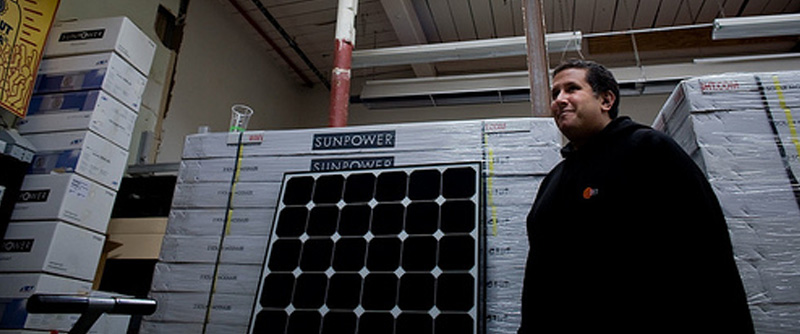 Chris Moustakis used to work on Wall Street. Now after six years in business his Greenpoint solar energy company is just breaking even. Photo by Nicole Tung