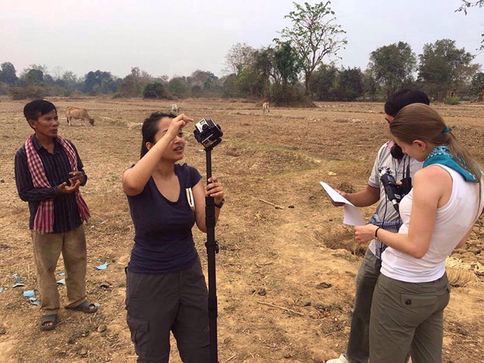 GlobalBeat 2017: Cambodia Photo - Ayesha Shakya (l) and Olga Slobodchikova (r) set up 360 shot for report on deforestation