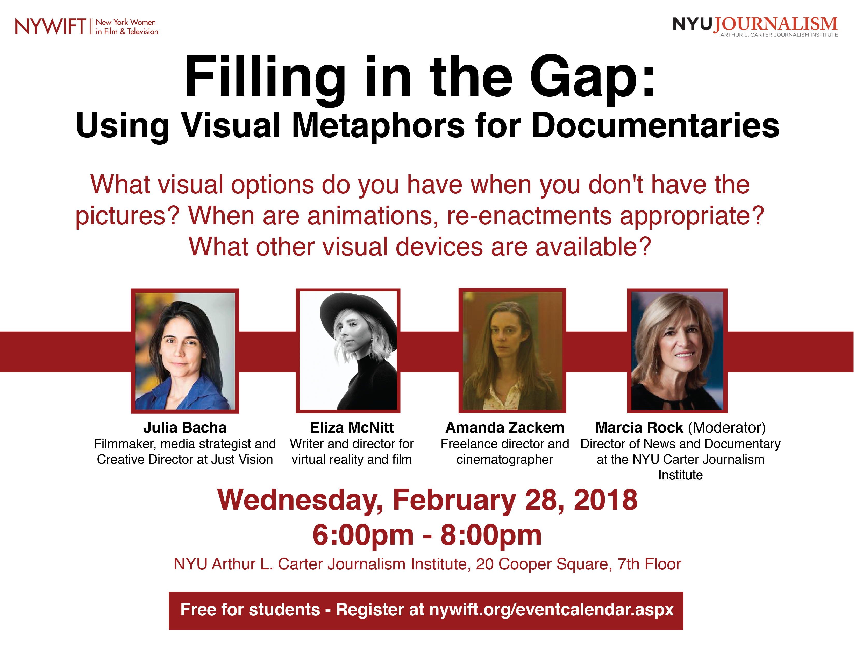 Filling in the Gap: Using Visual Metaphors for Documentaries - Event Poster 2018
