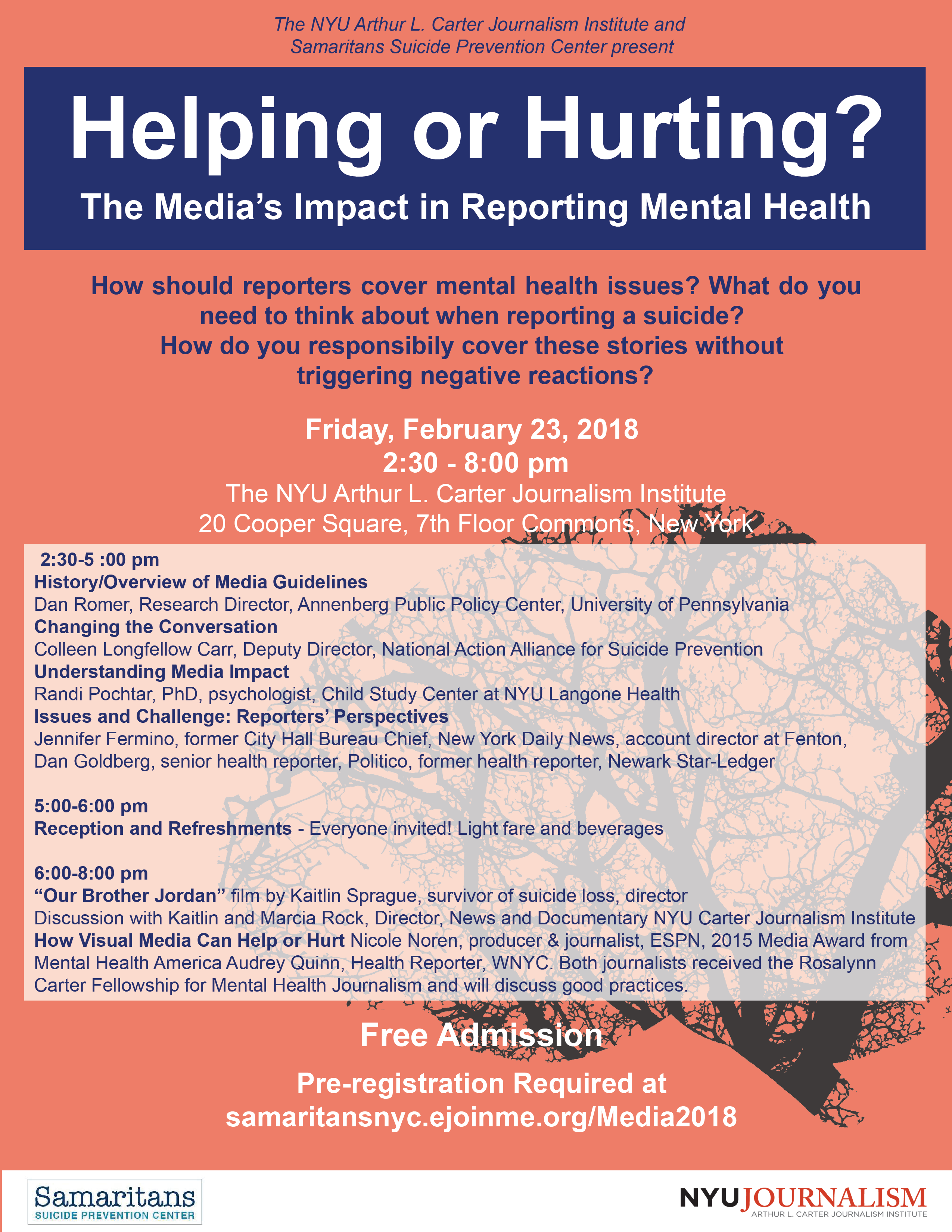 Helping or Hurting? The Media's Impact in Reporting Mental Health - Event Poster 2018