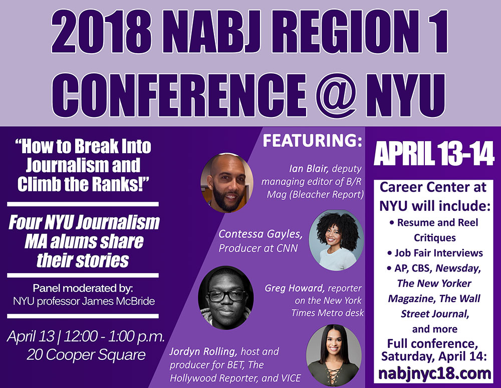 NYU Journalism Hosts NABJ Global Diversity Summit - Event Poster 2018