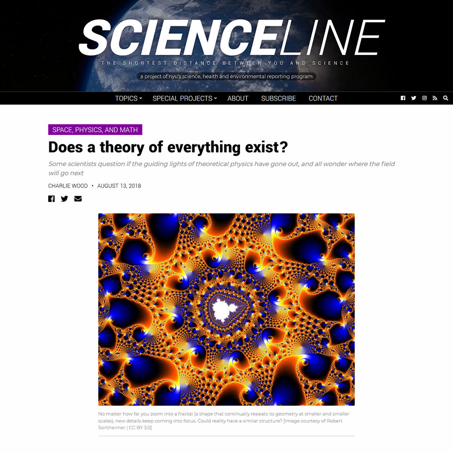 Screenshot of Scienceline Article