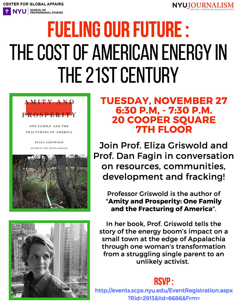 Fueling Our Future - Event Poster - 27 Nov 2018 6:30pm - 7:30pm - 7th Floor Commons, 20 Cooper Square, New York, NY