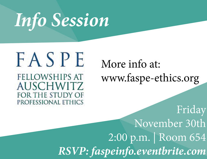 FASPE Info Session - Event Poster - 30 Nov 2018 2:00pm - Room 654