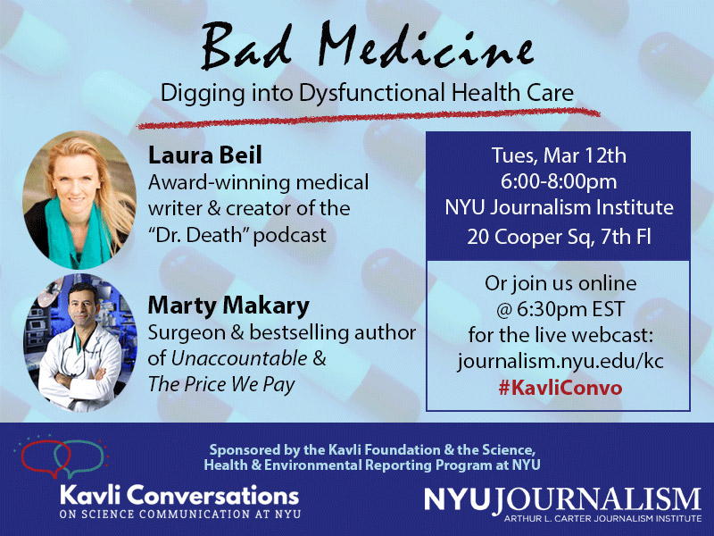 Event Poster - Mar 12 2019 6-8pm - Bad Medicine: Digging into Dysfunctional Health Care (Read details on webpage)