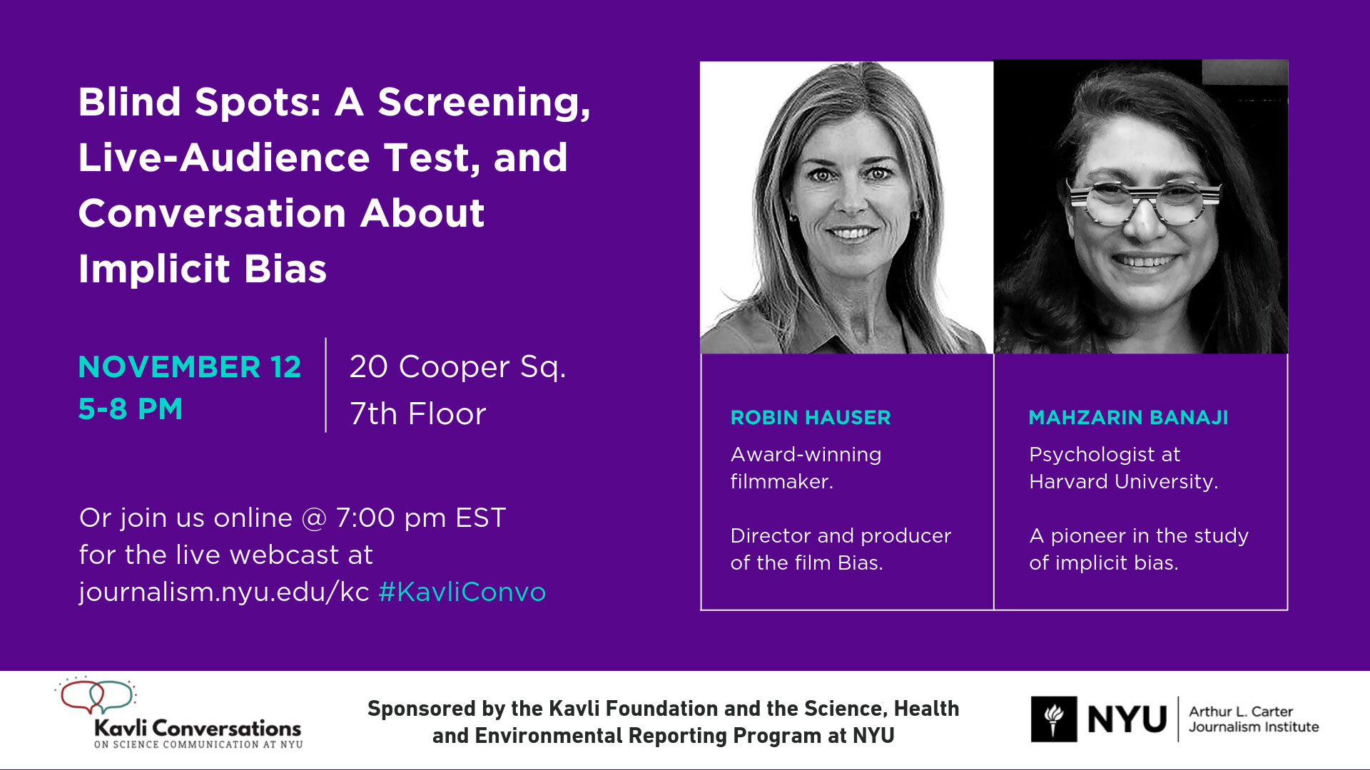 Blind Spots: A Screening, Live-Audience Test, and Conversation About Implicit Bias - Event Poster (read web page for details)