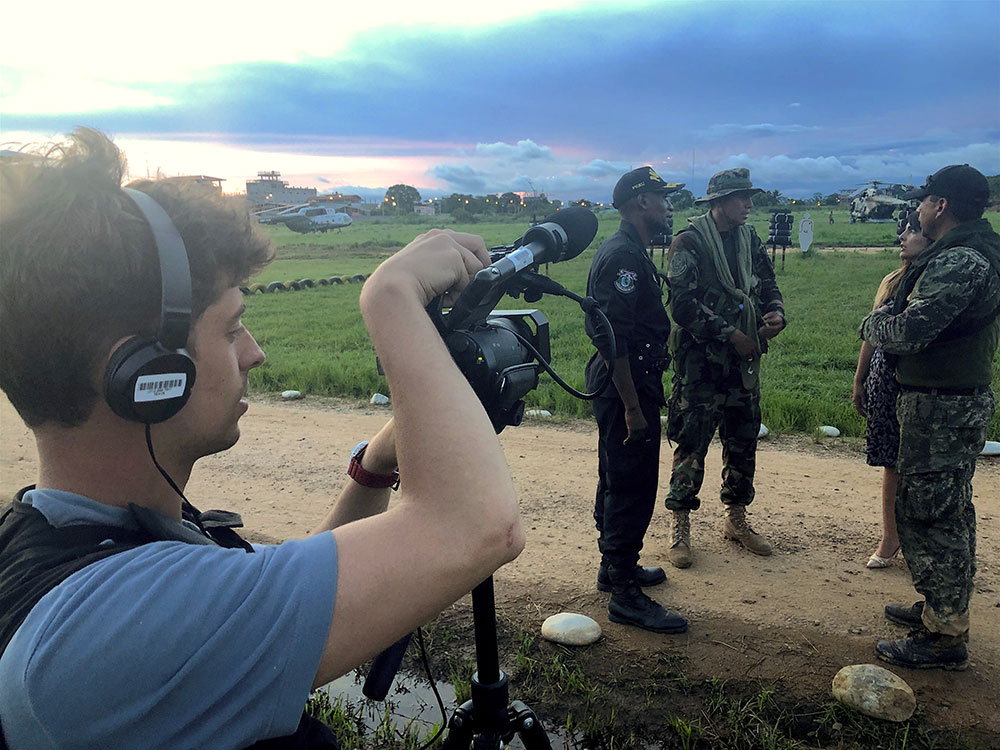 Alex Tabet films army, police and justice leaders of Peru's state of emergency in the Amazon