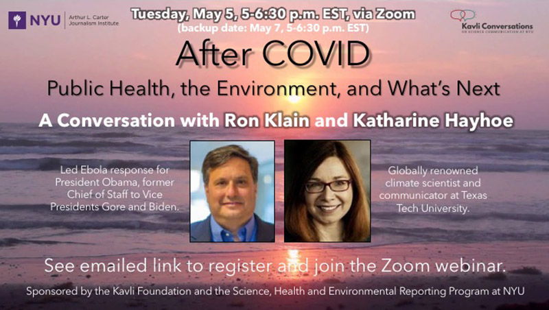 Event Poster - 2020 Spring - After COVID: Public Health, the Environment, and What's Next (See event page for details)