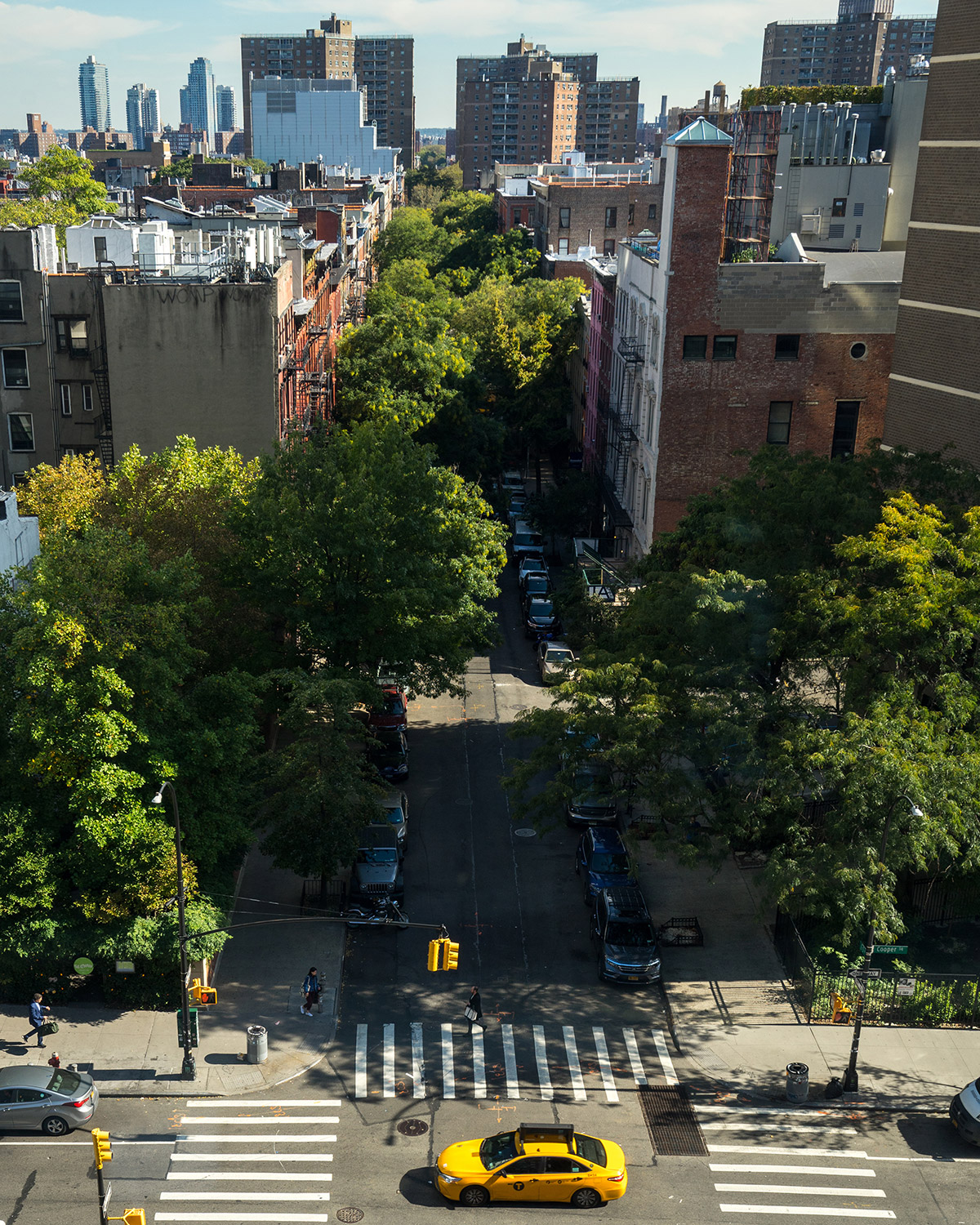 NYC street view from window