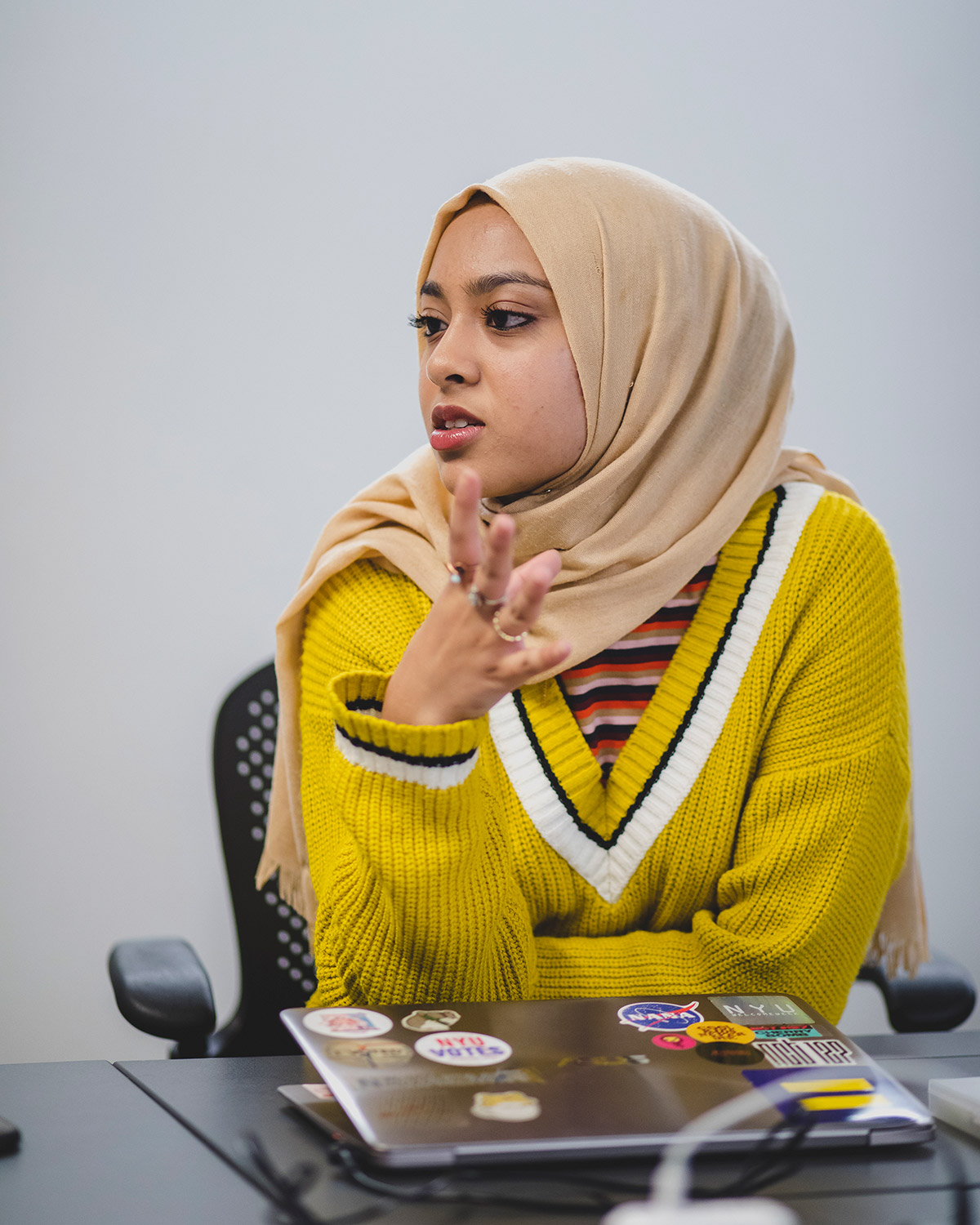 Student speaking in classroom