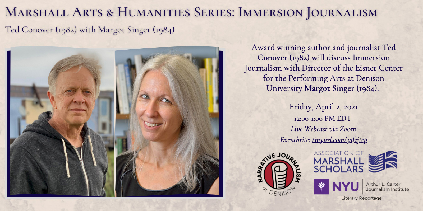 Event Poster - 2021 Spring - Marshall Arts & Humanities Series: Immersion Journalism - See event page for details