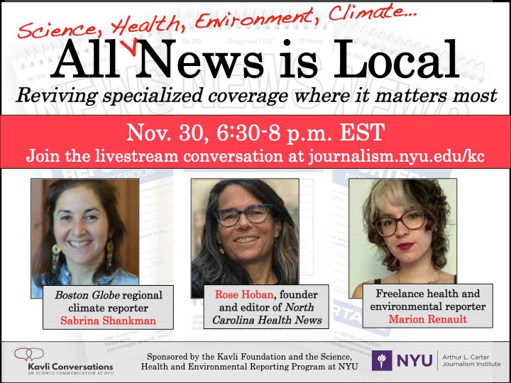 Event Poster - 2021 Fall - All News is Local: Reviving specialized coverage where it matters most - See event page for details
