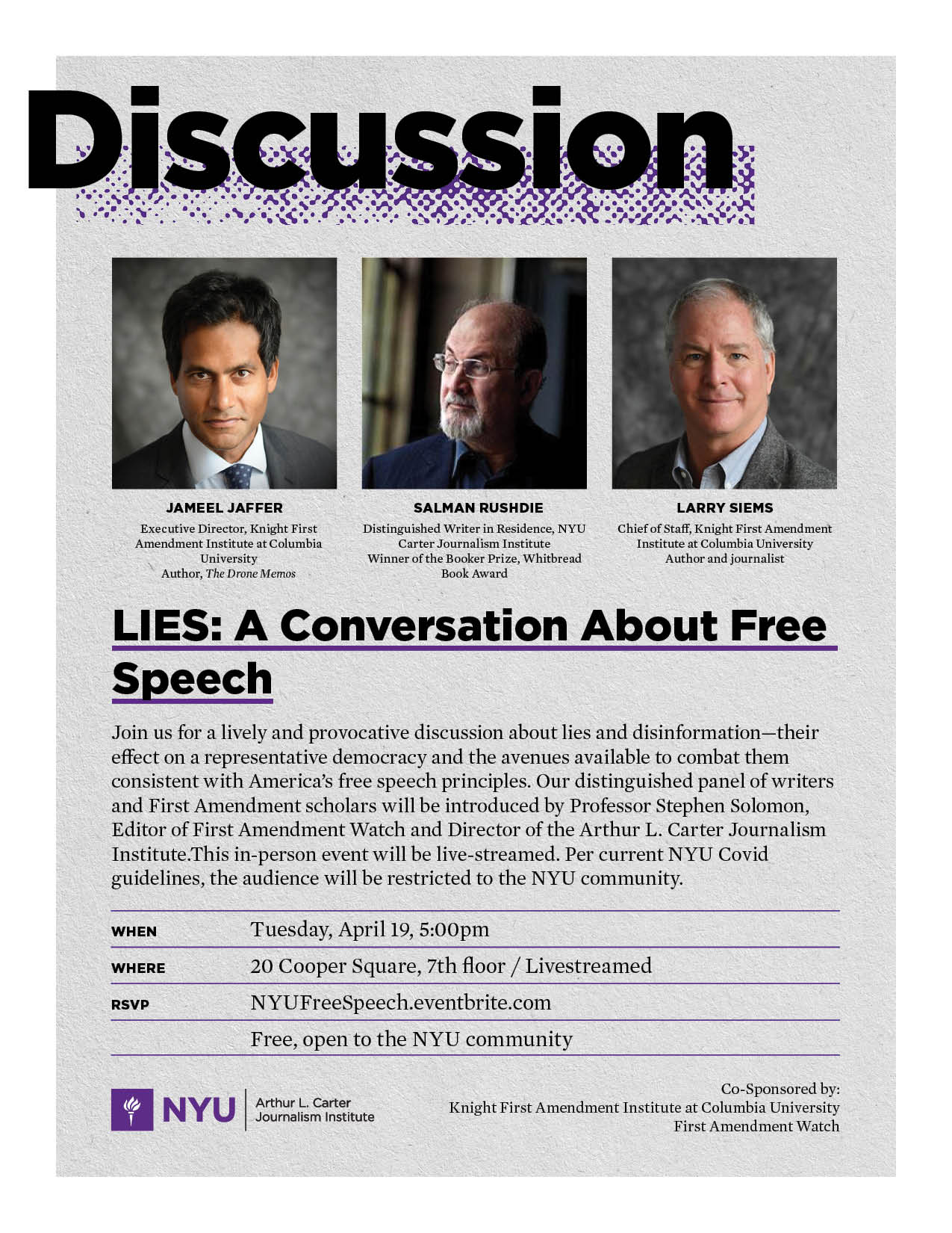 Event Poster - LIES: A Conversation About Free Speech - See event page for details