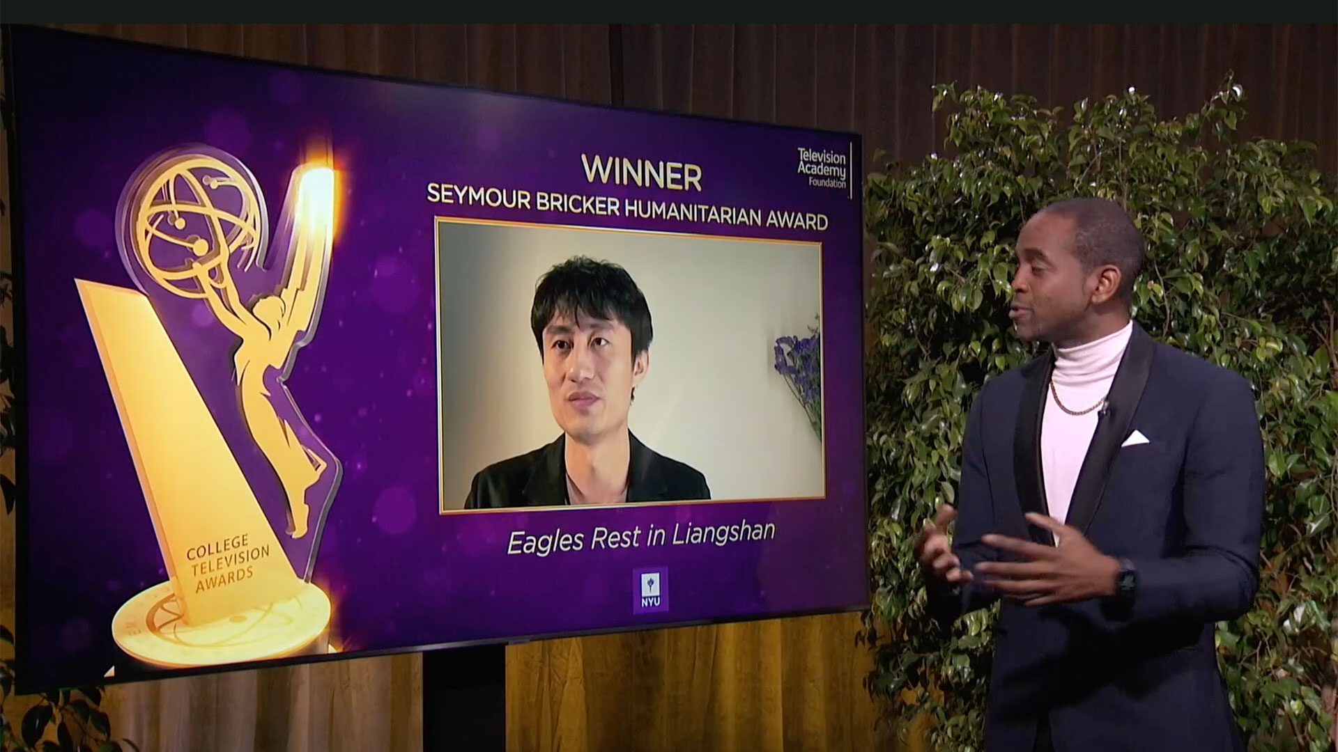Bohao Liu being awarded College Television Award