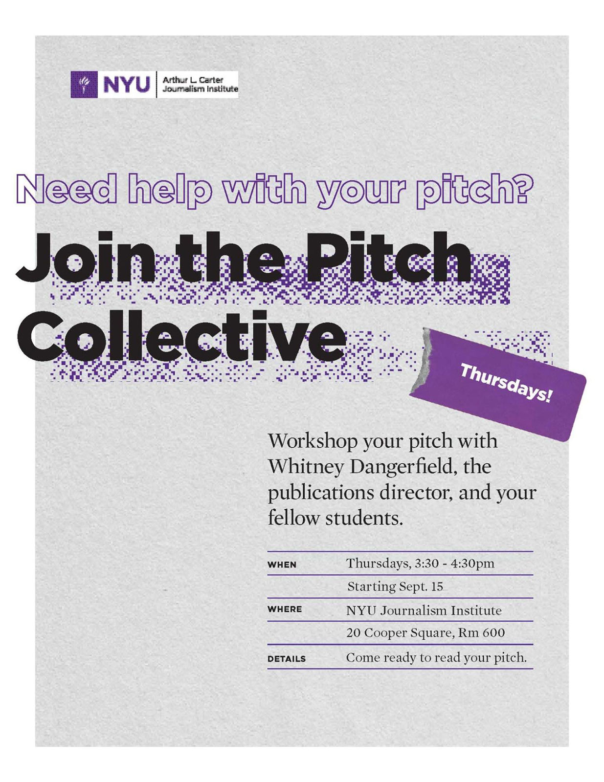 Event Poster - Pitch Collective - See page for details