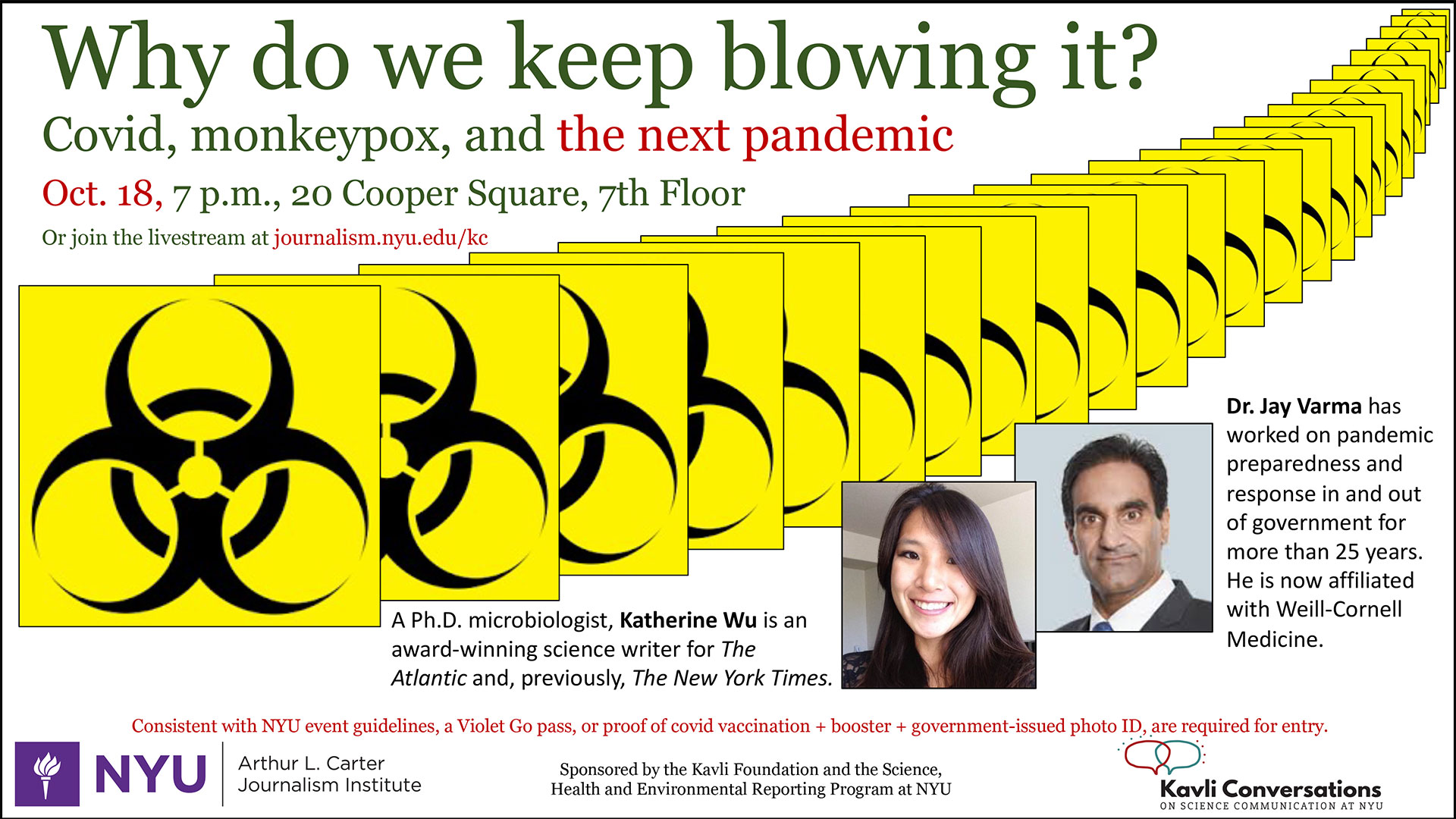 Event Poster - Why do we keep blowing it? Covid, monkeypox and the next pandemic. - See event page for details