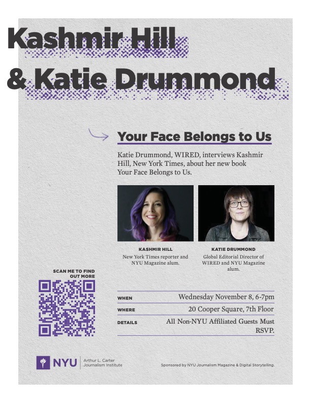 Kashmir Hill and Katie Drummond event poster