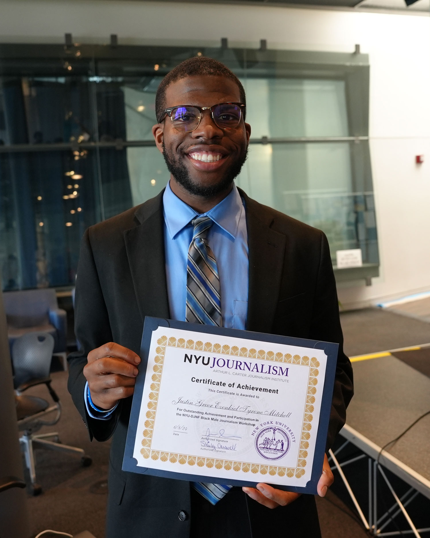 Student receives certificate of course completion, bmjw