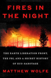 book cover for fires in the night features building on fire