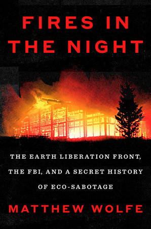 book cover for fires in the night features building on fire