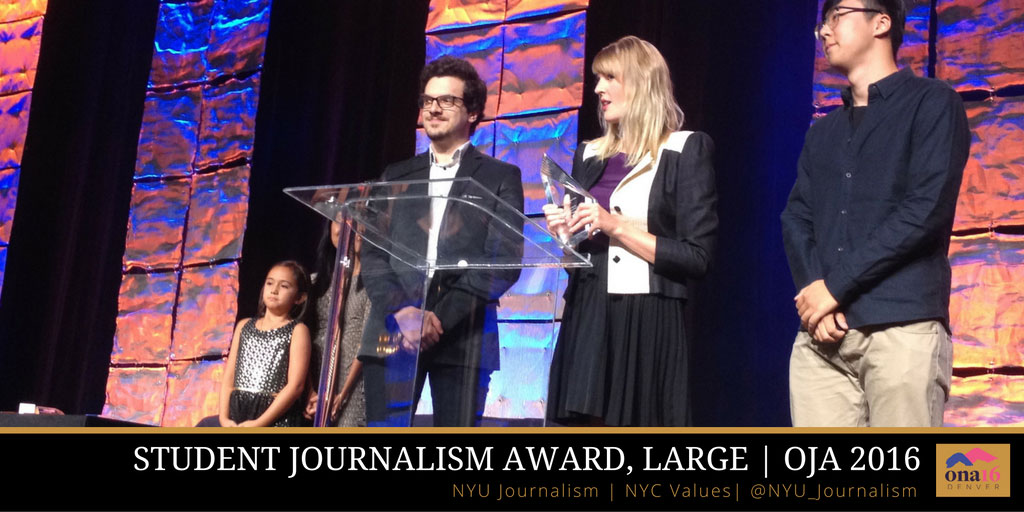 NYU Journalism Studio 20 Graduate Students Win ONA Student Journalism Award